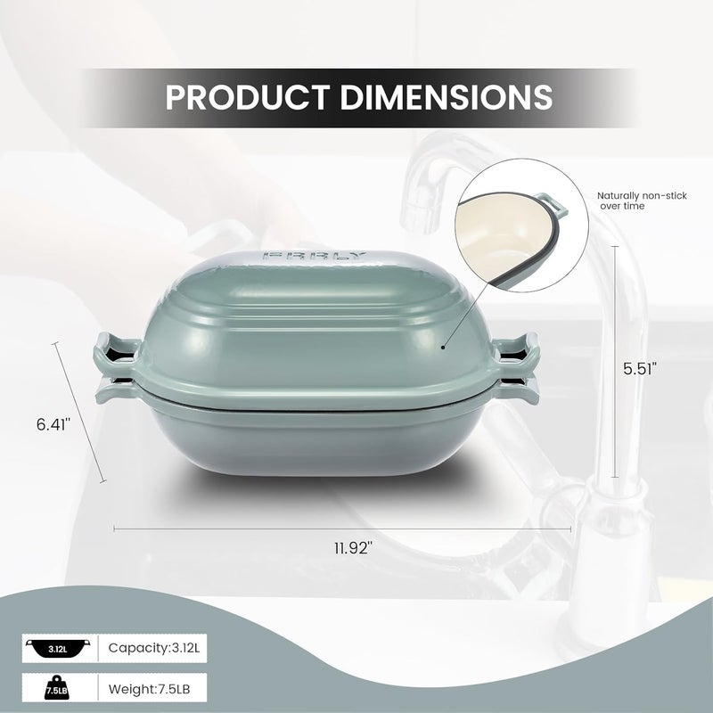 FRRLY Enameled Cast Iron Dutch Oven for Sourdough Bread Baking,9 x 5-4/5 Inch Oval Cast Iron Bread Pan with Lid,Dutch Oven for Homemade Sourdough Baking,2.8QT Meatloaf Pan,Oven Safe - Image 2